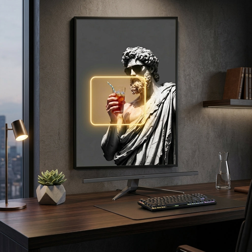 'Olympus Chill' Sarı Neon Işıklı Kanvas Tablo – Yeni Sezon