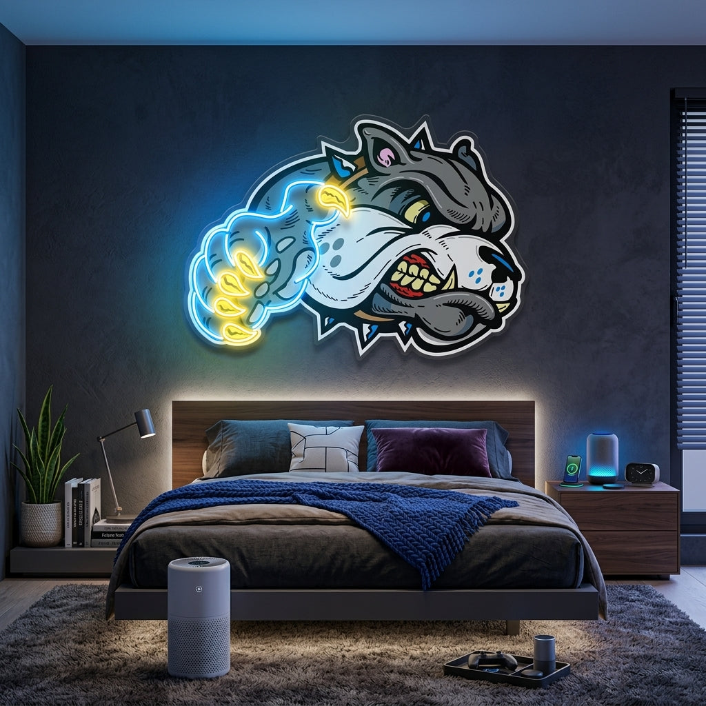 Bulldog Cartoon Neon Tabela