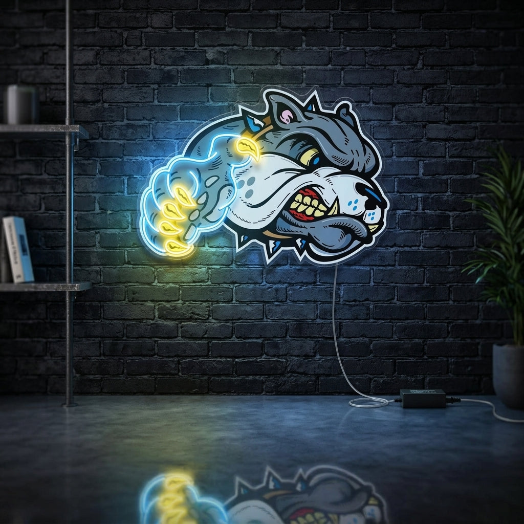 Bulldog Cartoon Neon Tabela