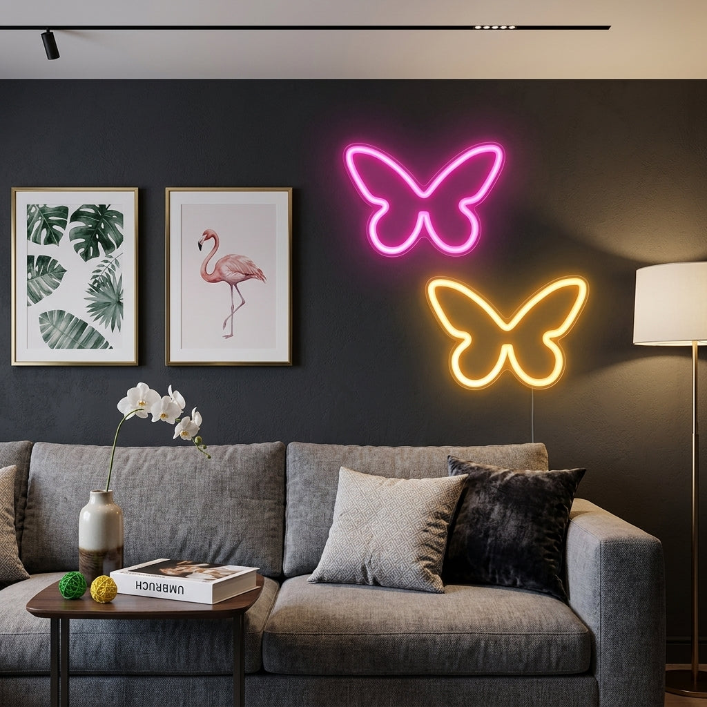 Kelebek Figürü Neon Dekor