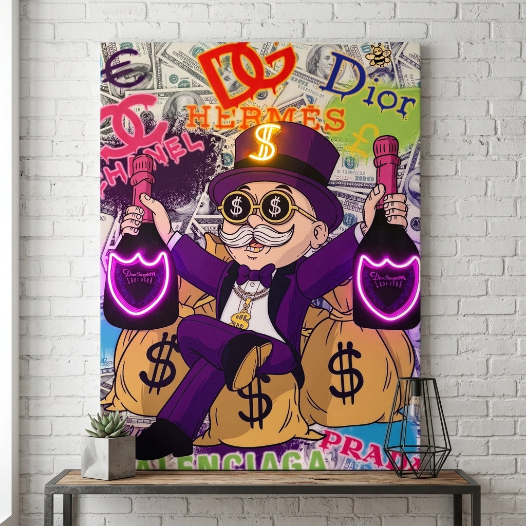 Exclusive Monopoly Man “Domperignon Lady Gaga” Edition Neon Tablo