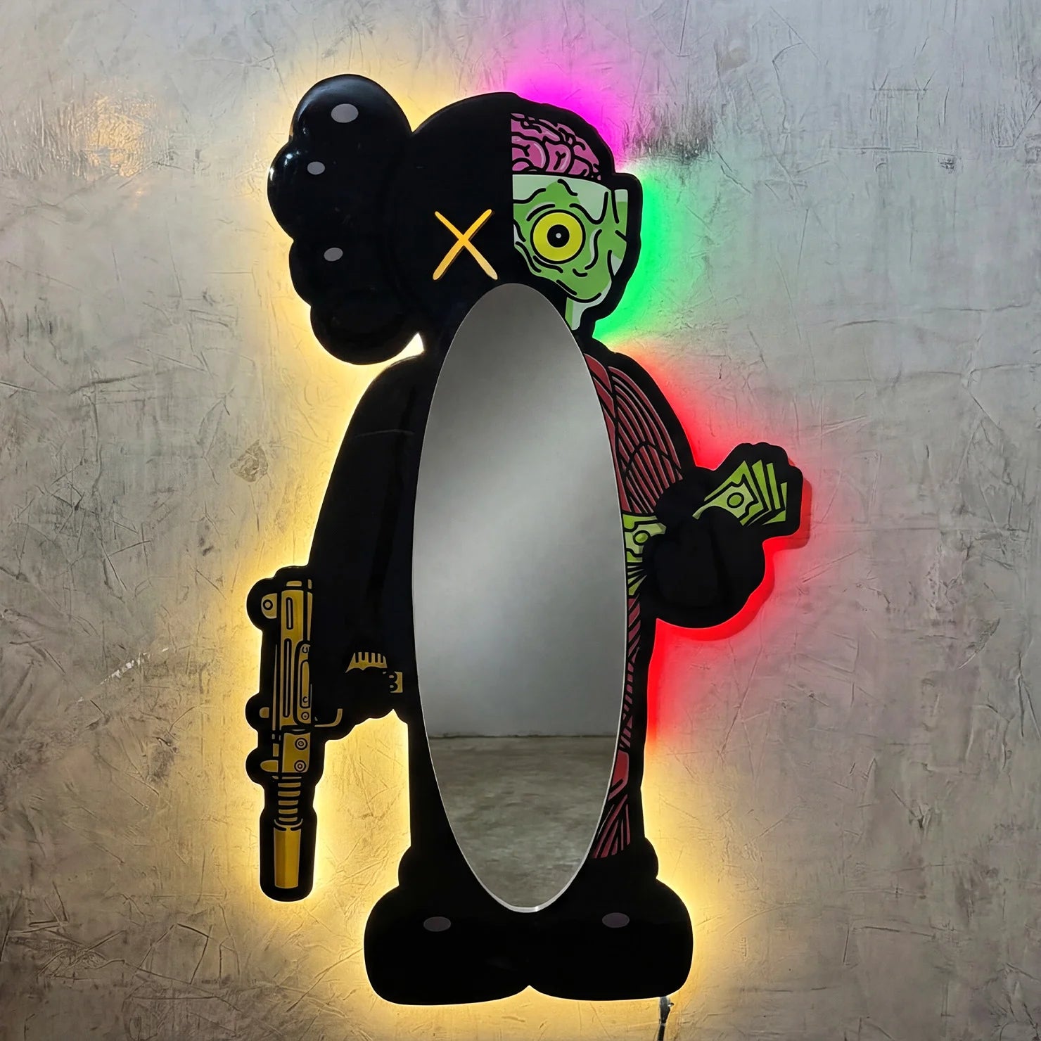 KAWS Siyah Anatomi Neon Ayna