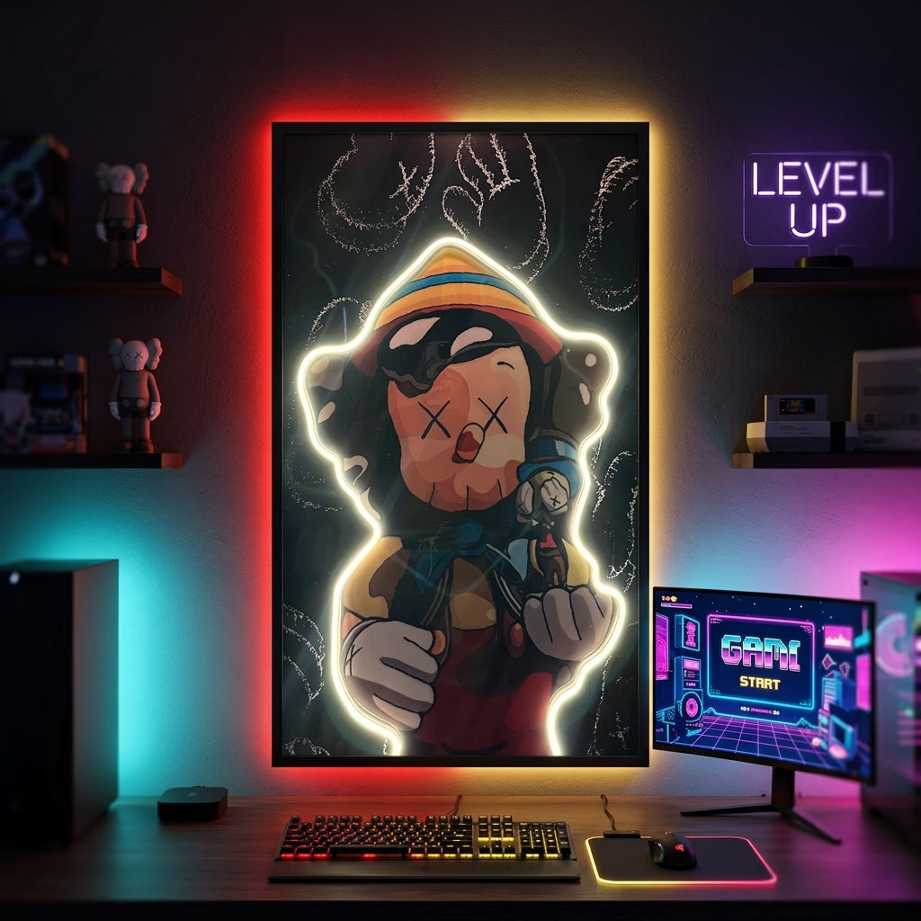 Kaws Pinocho Neon Tablo