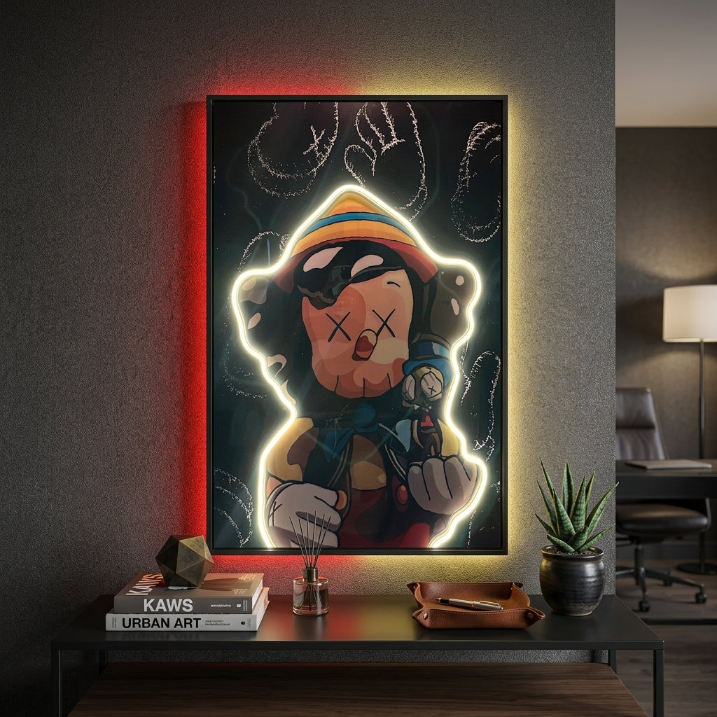 Kaws Pinocho Neon Tablo