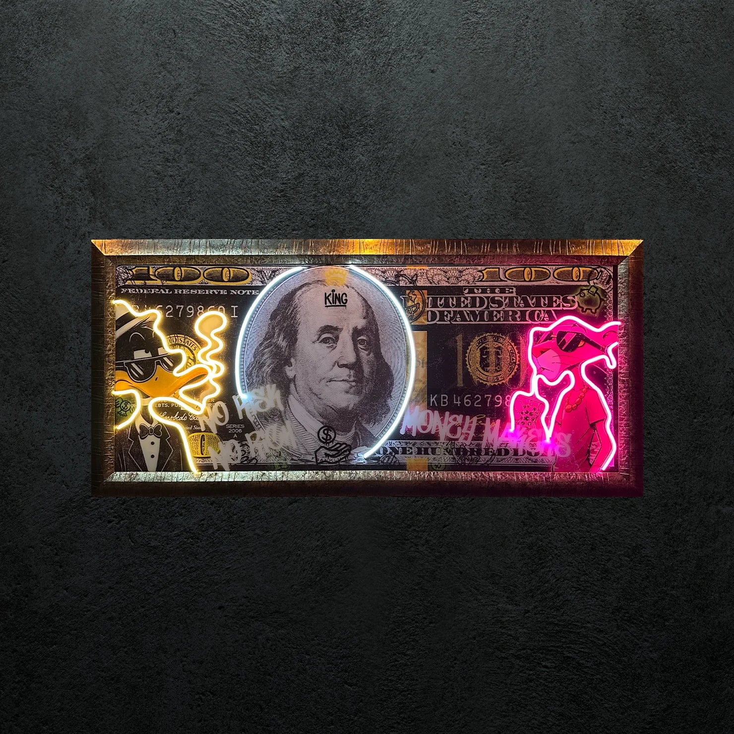 Exclusive Pink Panter & Duck Dollar Neon Tablo