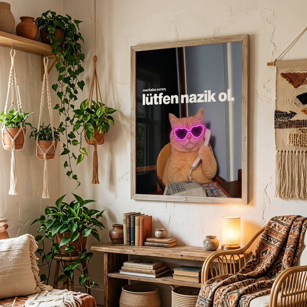 Pink Glasses Cat Art Print