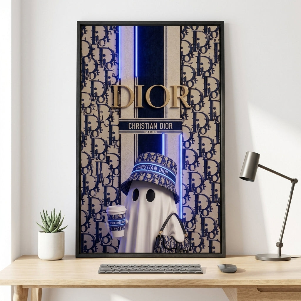 'Paris Couture Ghost' Neon Işıklı Lüks Tablo – Yeni Sezon
