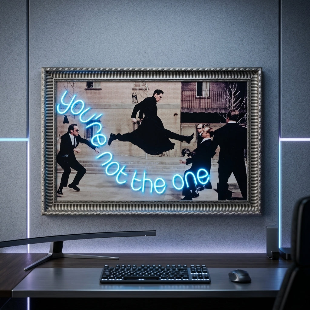 Matrix Etkisi: "You're Not The One" Mavi Neon Işıklı Tablo&nbsp;