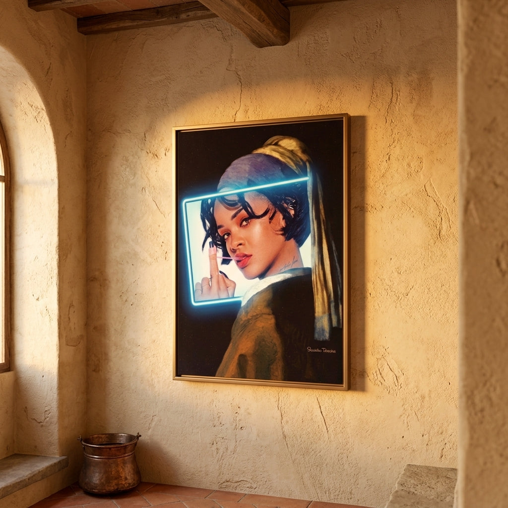 'Rebel Muse' Mavi Neon Pop-Art Tablo – Yeni Sezon