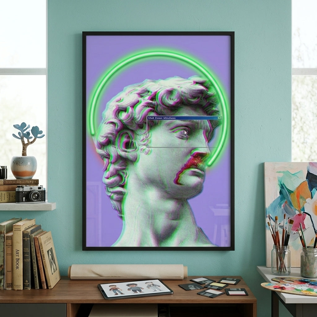 "Dijital Rönesans ve Sistem Hatası (Glitch)" Premium Tablo