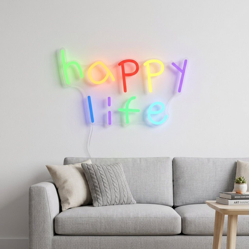 Happy Life - Neon Tabela
