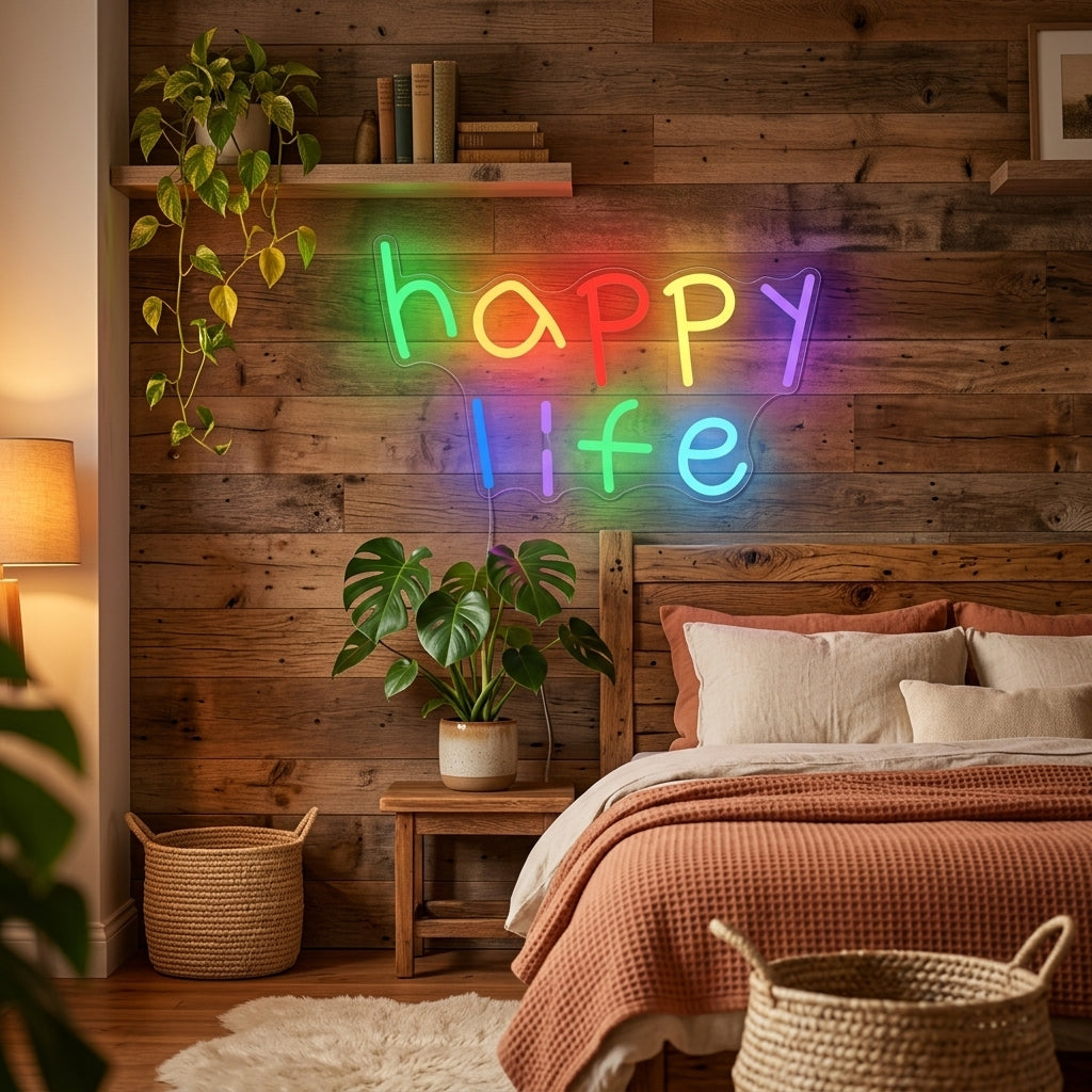 Happy Life - Neon Tabela