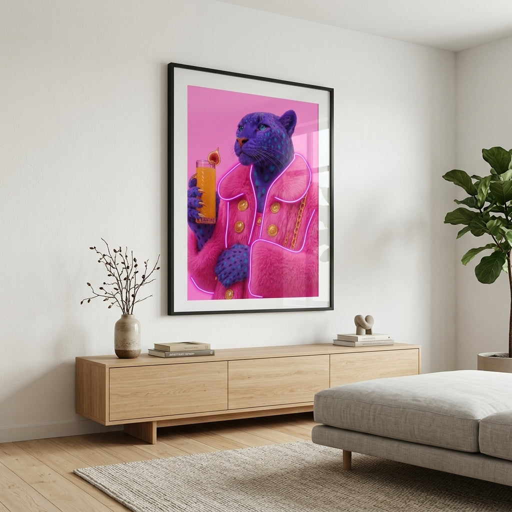 Lüksün Ve Vahşi Şıklığın Zirvesi: 'Purple Panther Cocktail' Çerçeveli Tablo