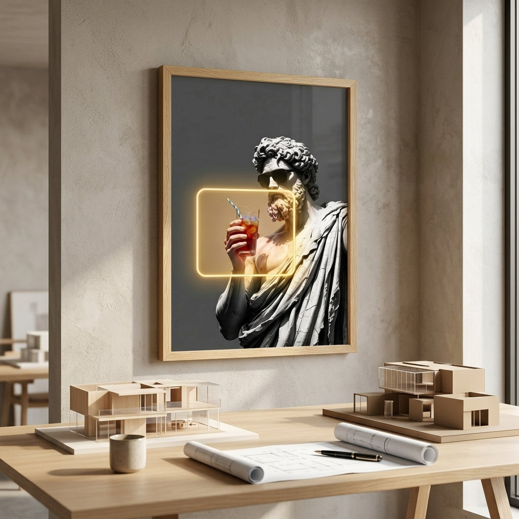 'Olympus Chill' Sarı Neon Işıklı Kanvas Tablo – Yeni Sezon