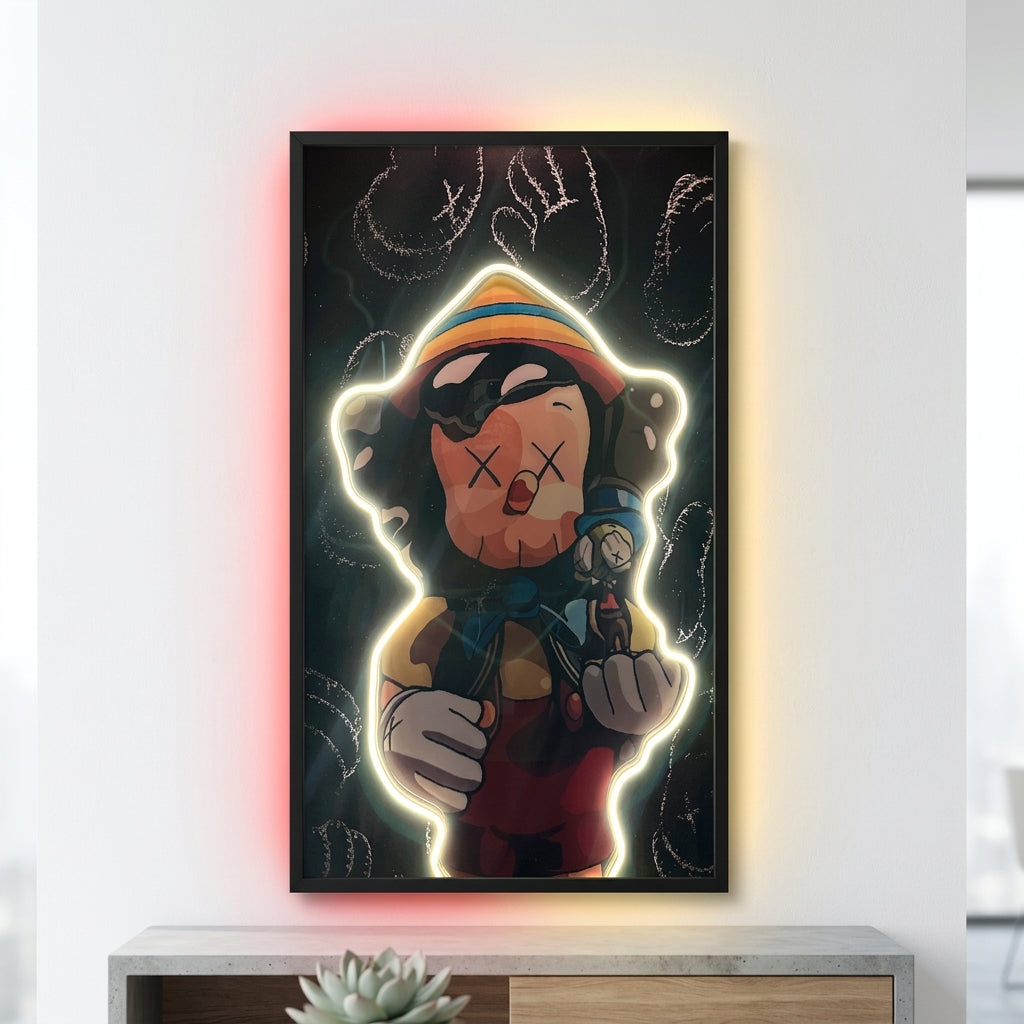 Kaws Pinocho Neon Tablo