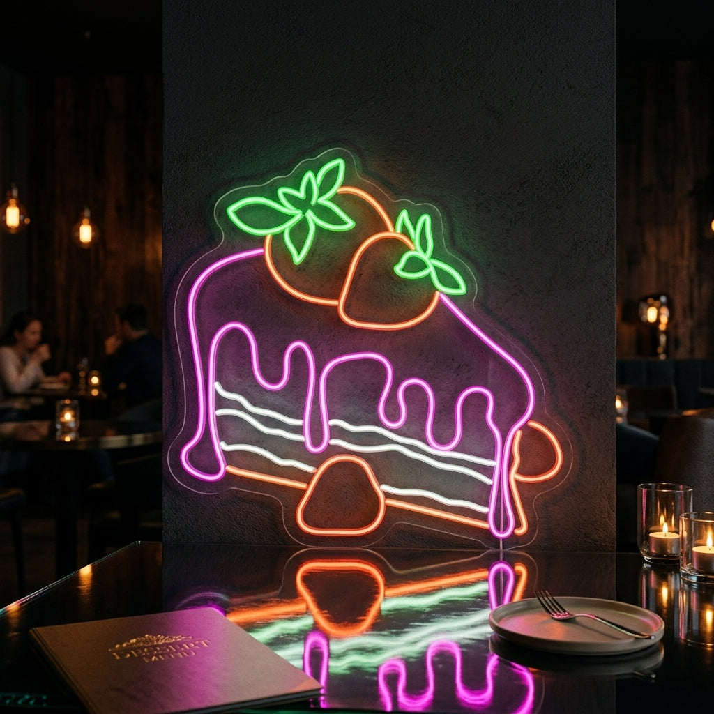 Çilekli Pasta Neon Tabela