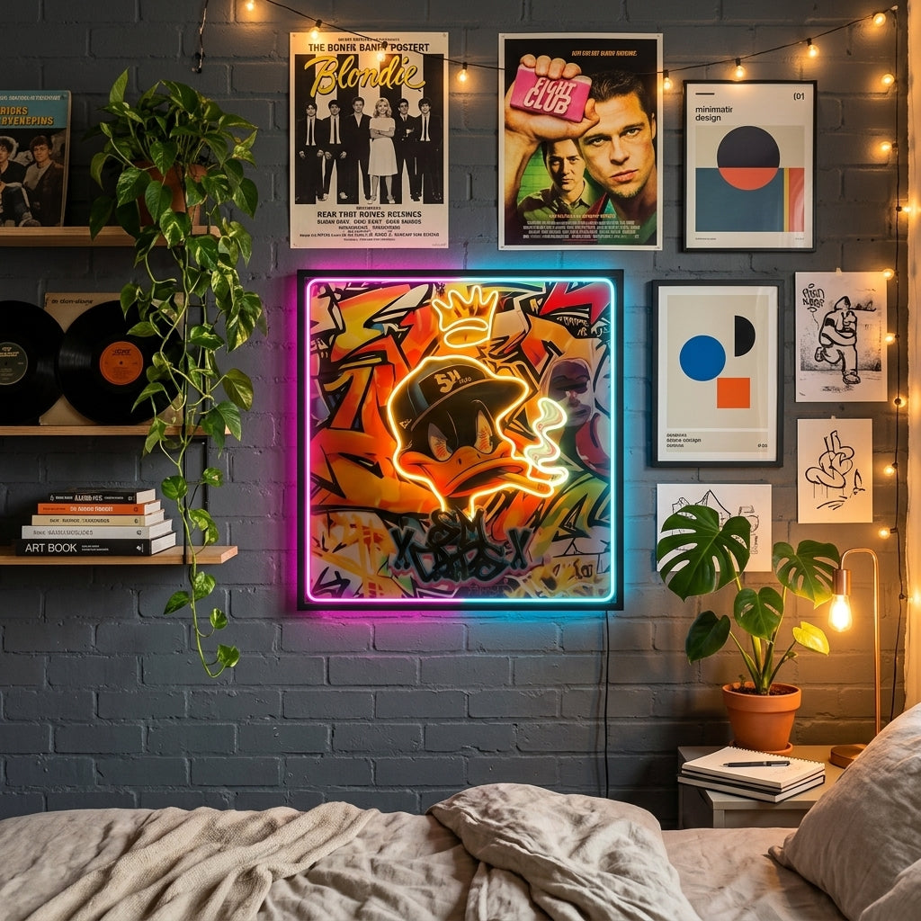 Graffiti Duck Neon Tablo
