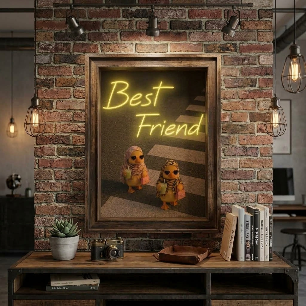 'Best Friend' Neon Pop-Art Tablo  – Yeni Sezon