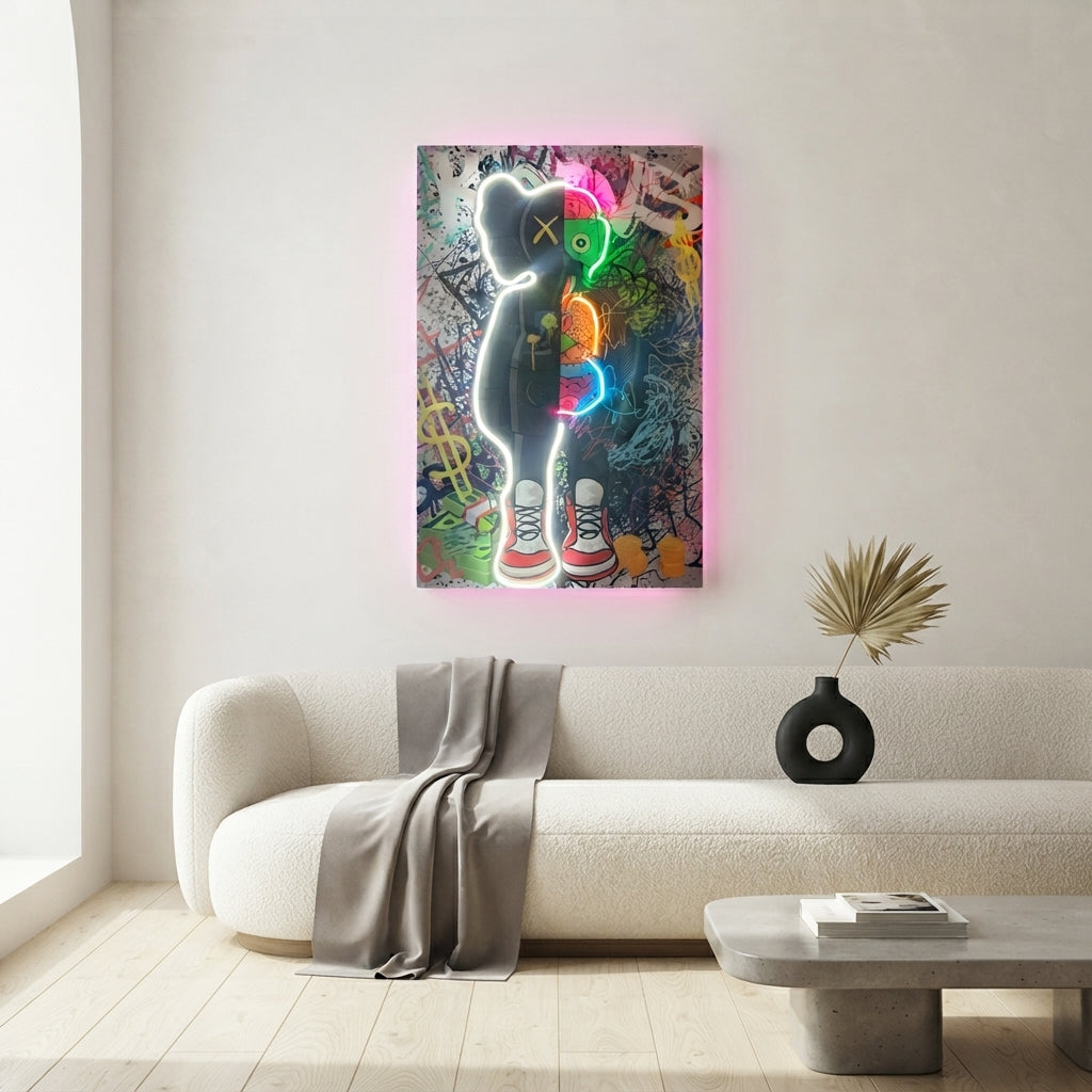 Exclusive Graffiti Kaws Neon Tablo