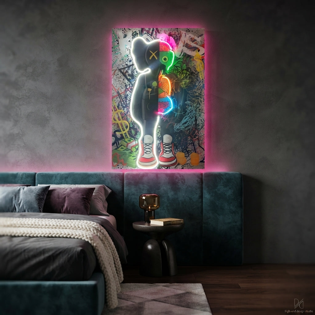 Exclusive Graffiti Kaws Neon Tablo