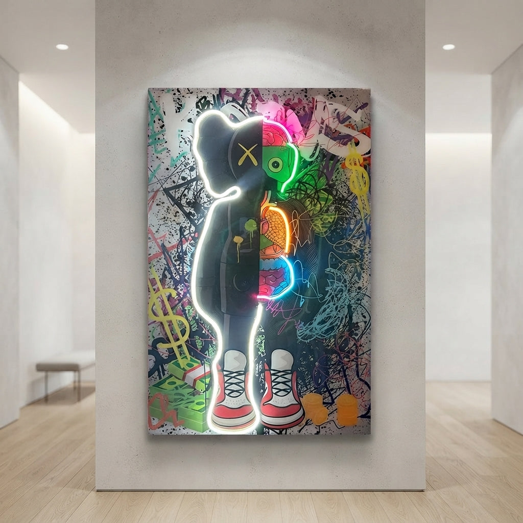 Exclusive Graffiti Kaws Neon Tablo