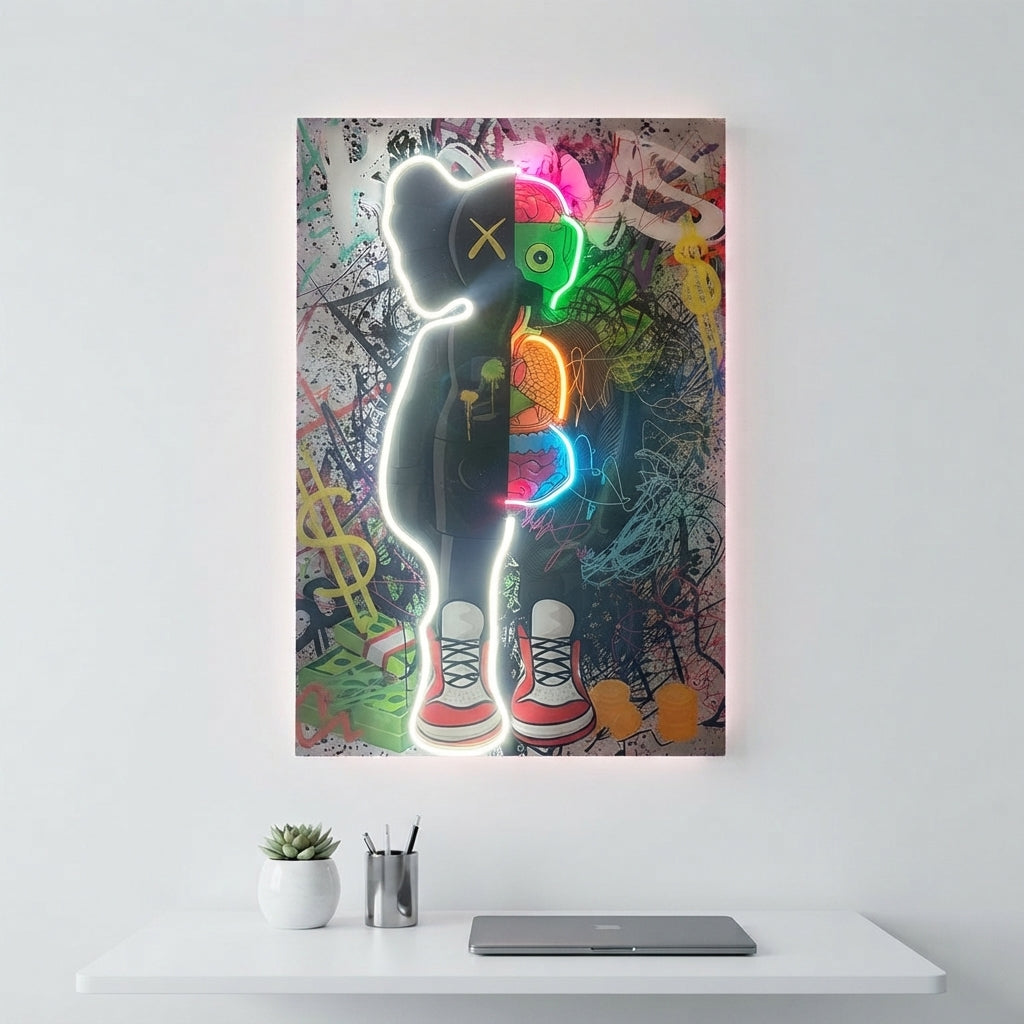 Exclusive Graffiti Kaws Neon Tablo