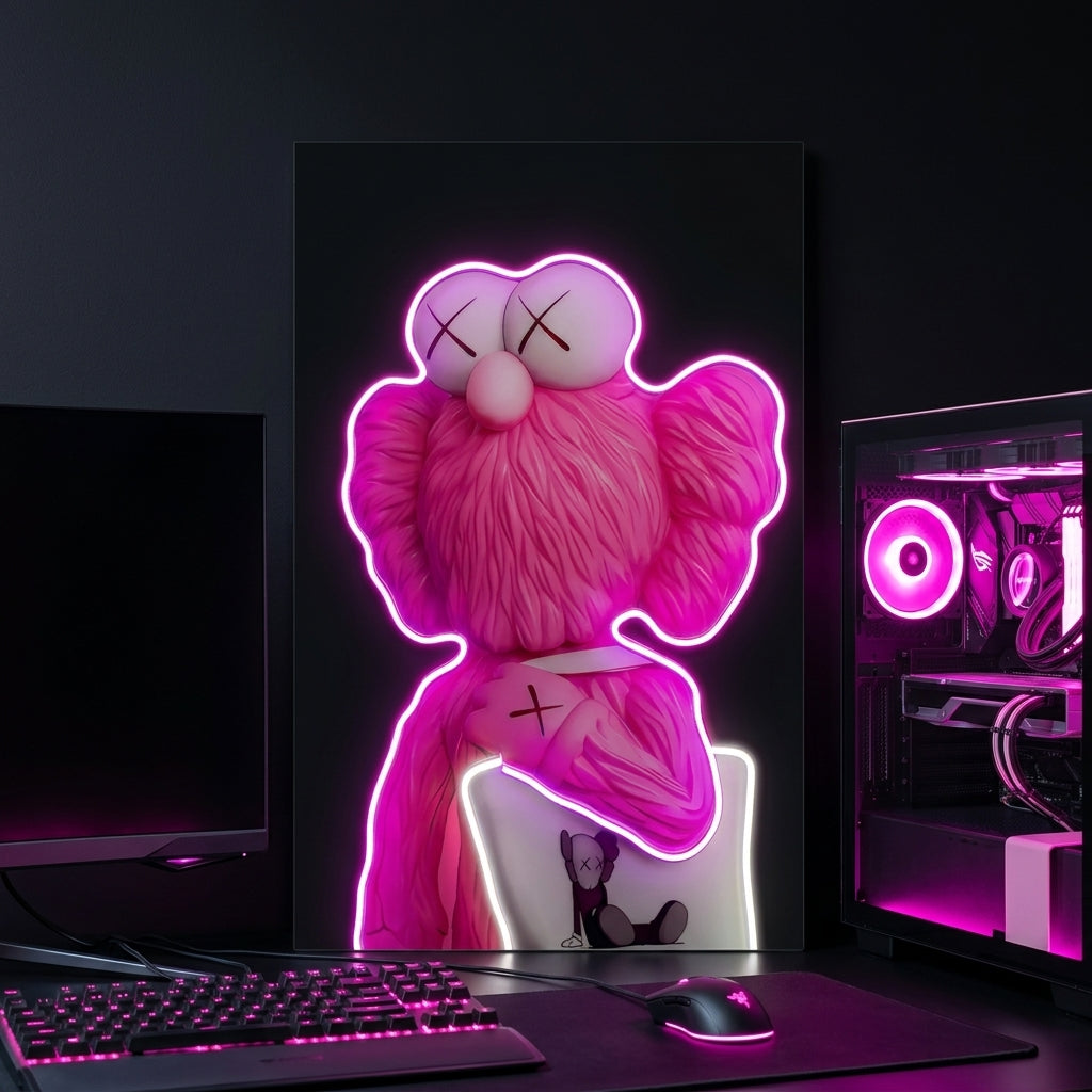 Pink Kaws Neon Tablo