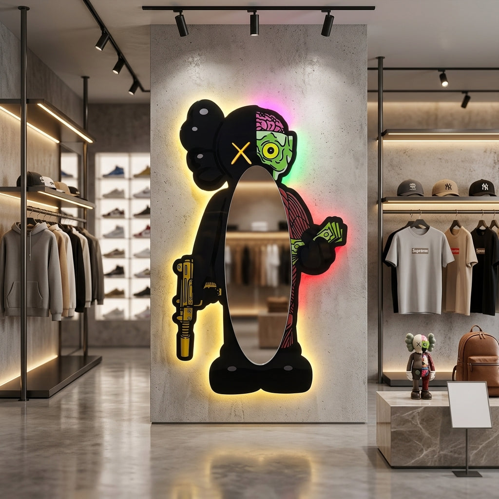 KAWS Siyah Anatomi Neon Ayna