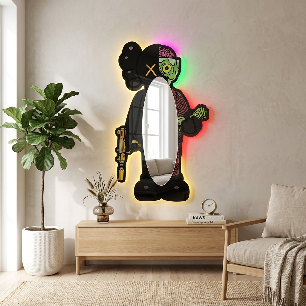 KAWS Siyah Anatomi Neon Ayna