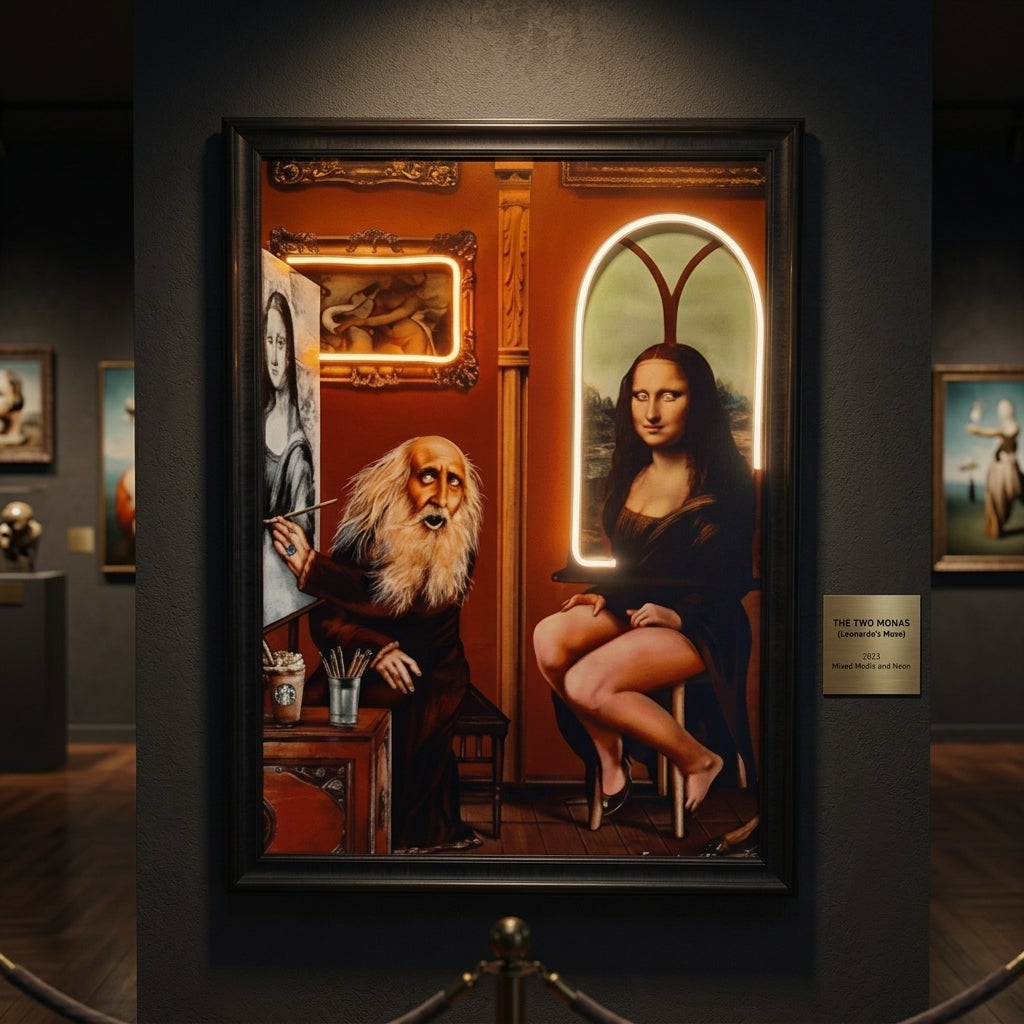 Leonardo da Vinci and Mona Lisa Neon Tabela