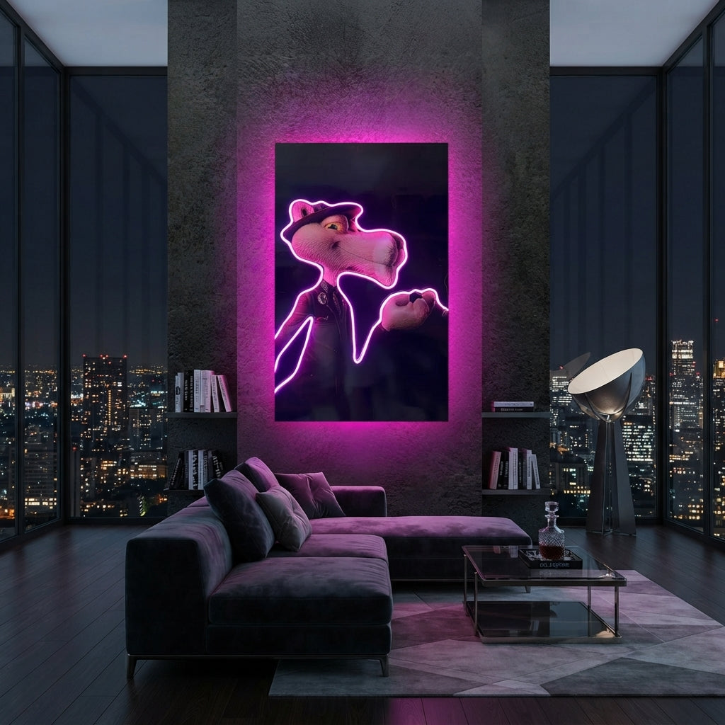 Pantera Rosa Neon Tablo