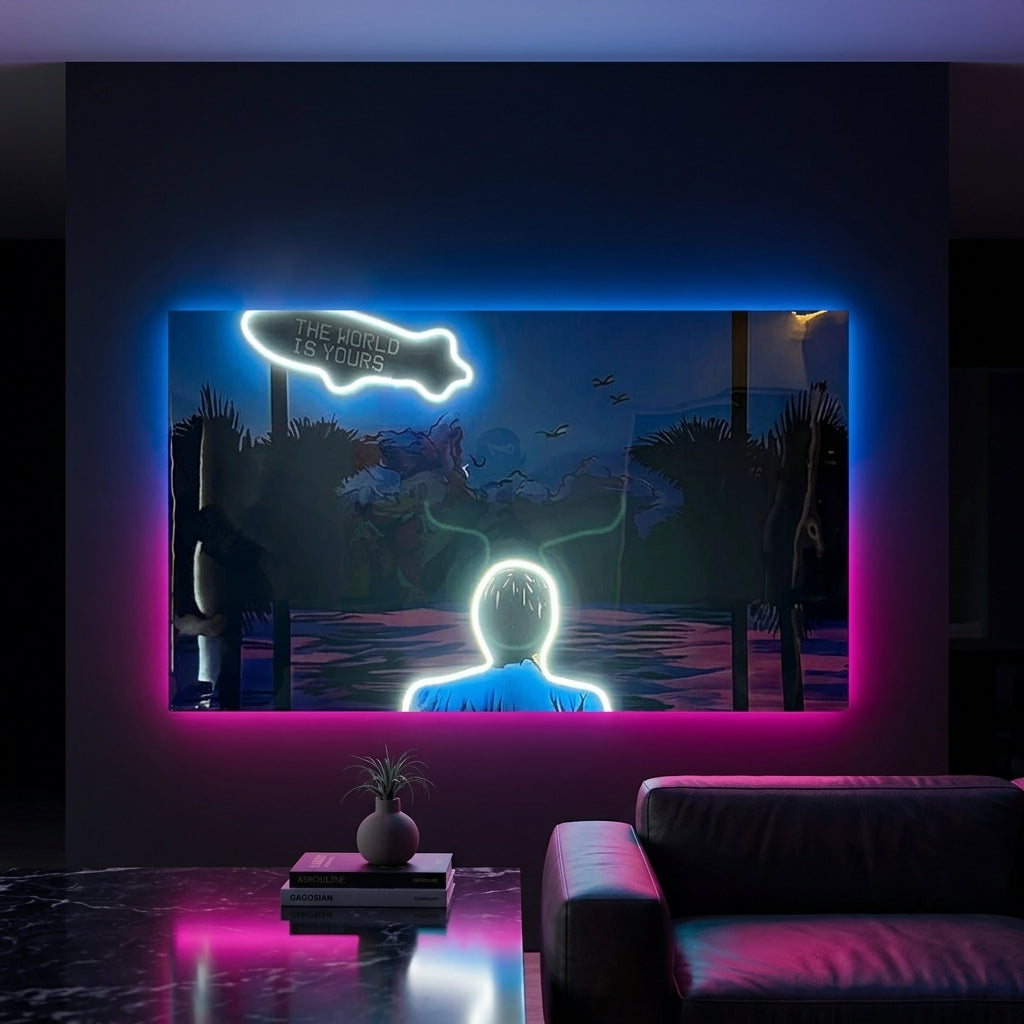 Scarface Blue Neon Tablo