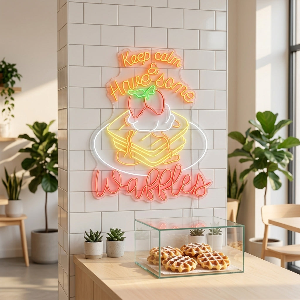 Sakin Ol ve Waffle Ye Neon Tabela