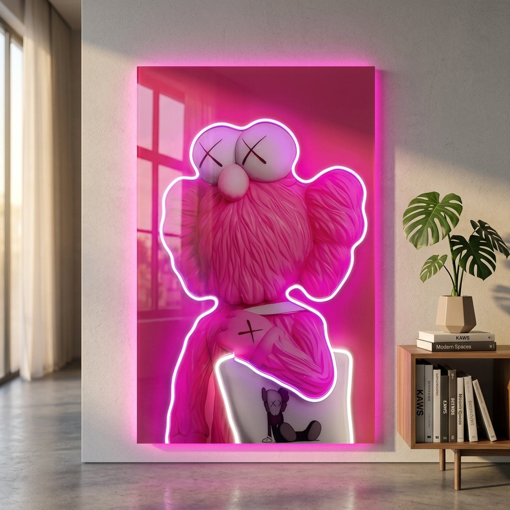 Pink Kaws Neon Tablo