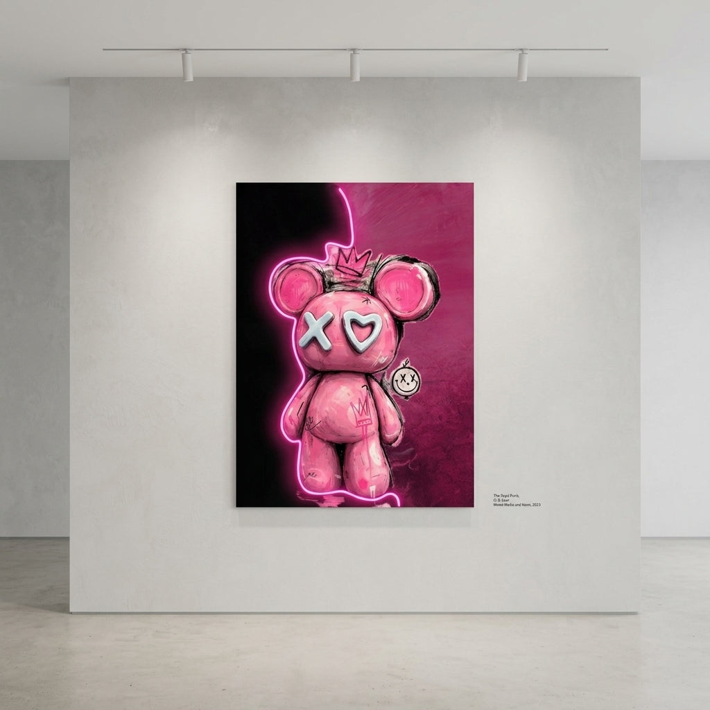 "Pembe İsyan ve Neon Sınırlar" Çağdaş Pop-Art Tablo