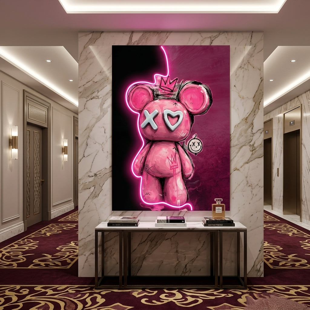 "Pembe İsyan ve Neon Sınırlar" Çağdaş Pop-Art Tablo