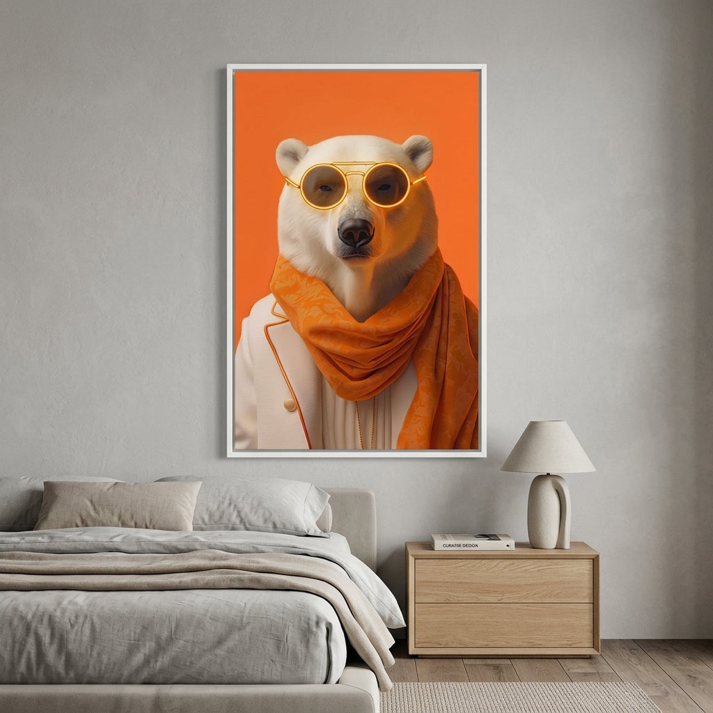 'Orange Elegance' Fütüristik Kutup Ayısı Tablosu