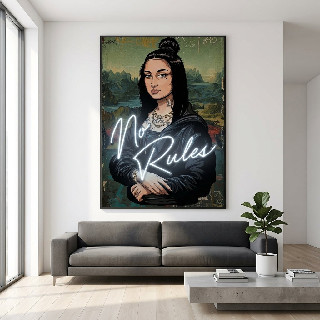 "Modern Mona Lisa - No Rules" Kanvas Tablo