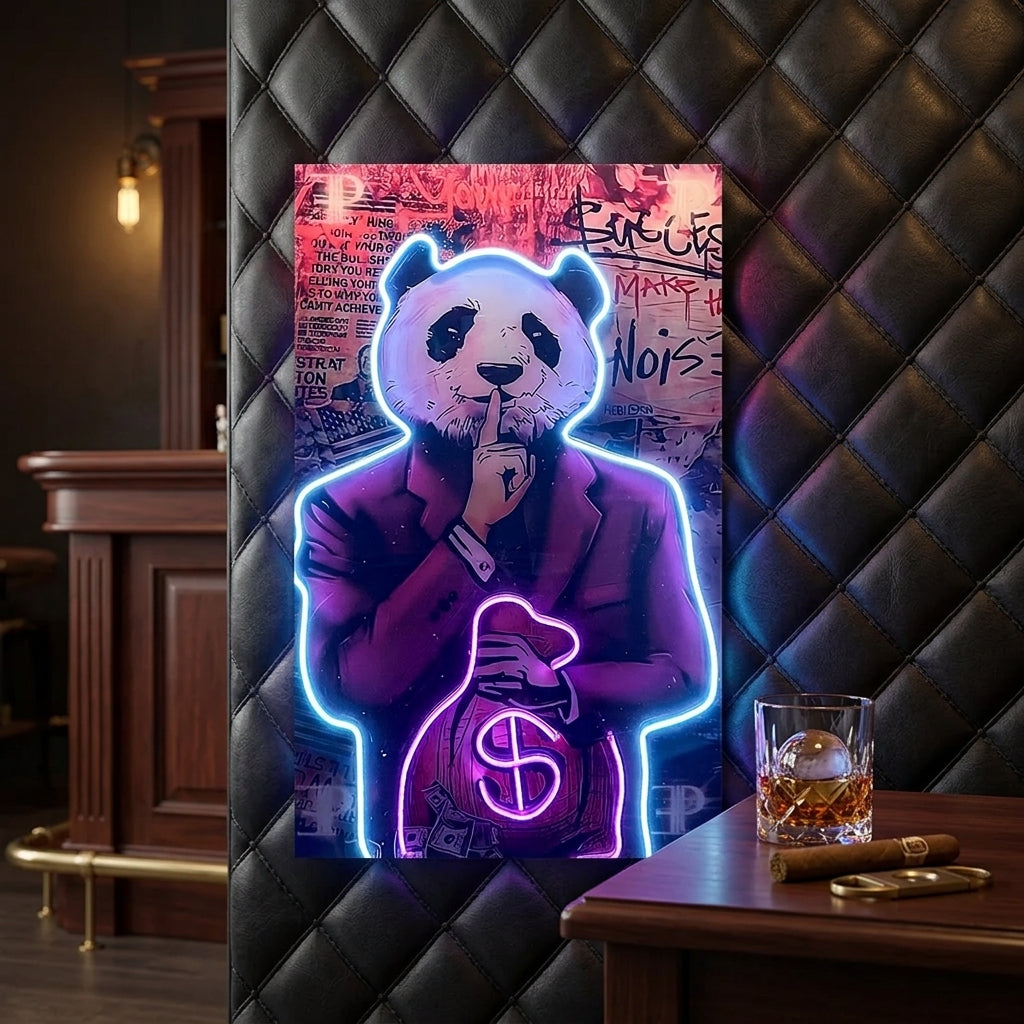 Panda Money Neon Tablo