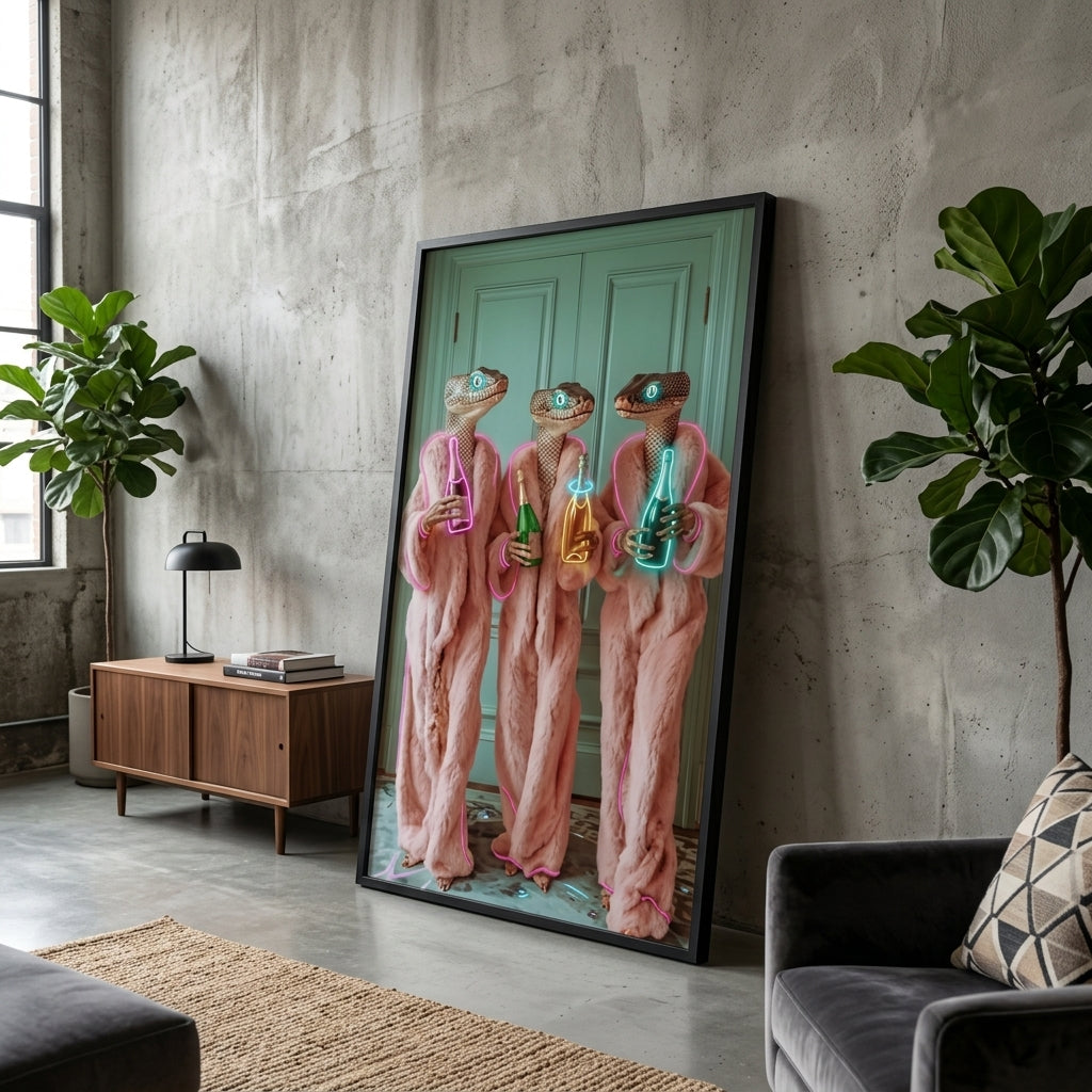 'Reptile Glamour' Neon Pop-Art Tablo – Yeni Sezon