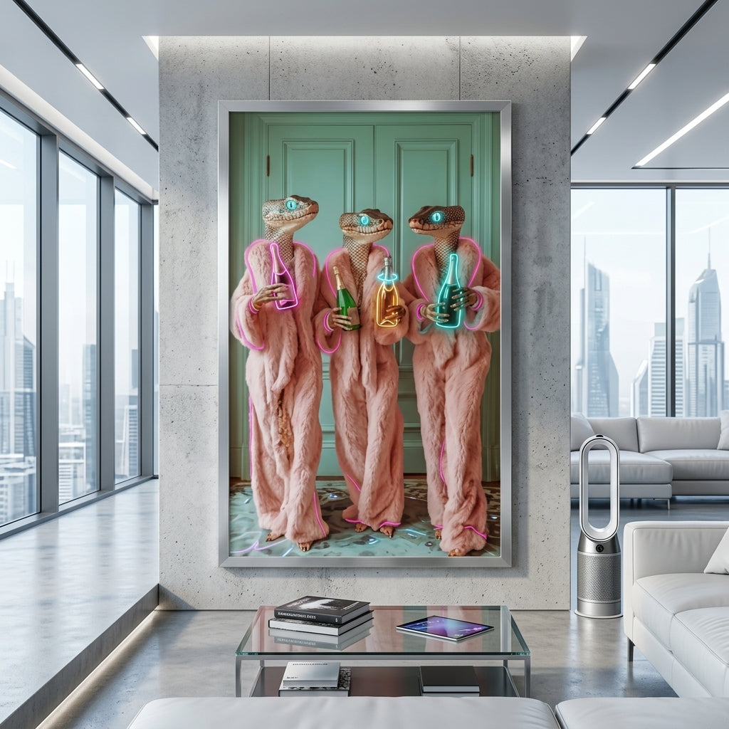 'Reptile Glamour' Neon Pop-Art Tablo – Yeni Sezon