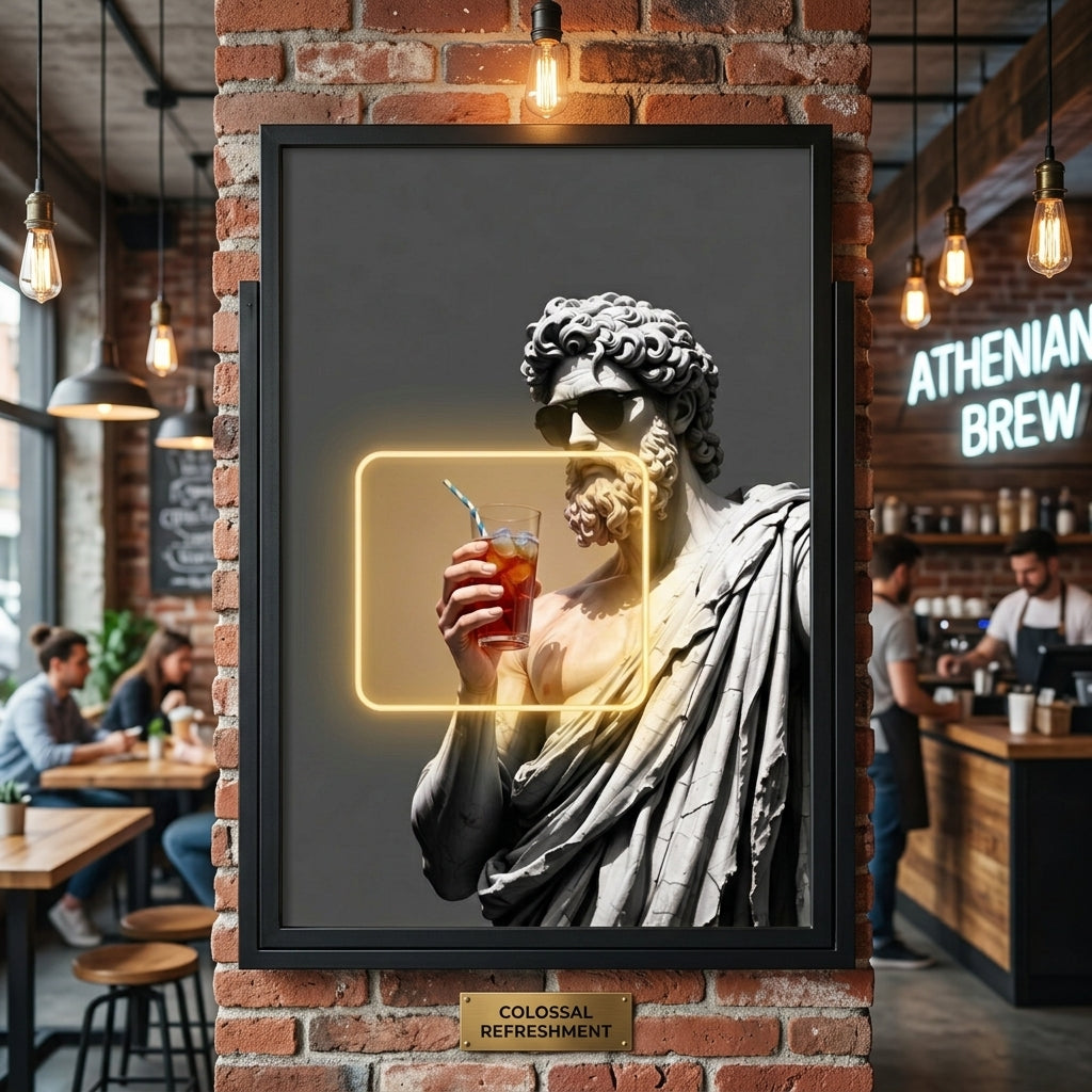 'Olympus Chill' Sarı Neon Işıklı Kanvas Tablo – Yeni Sezon