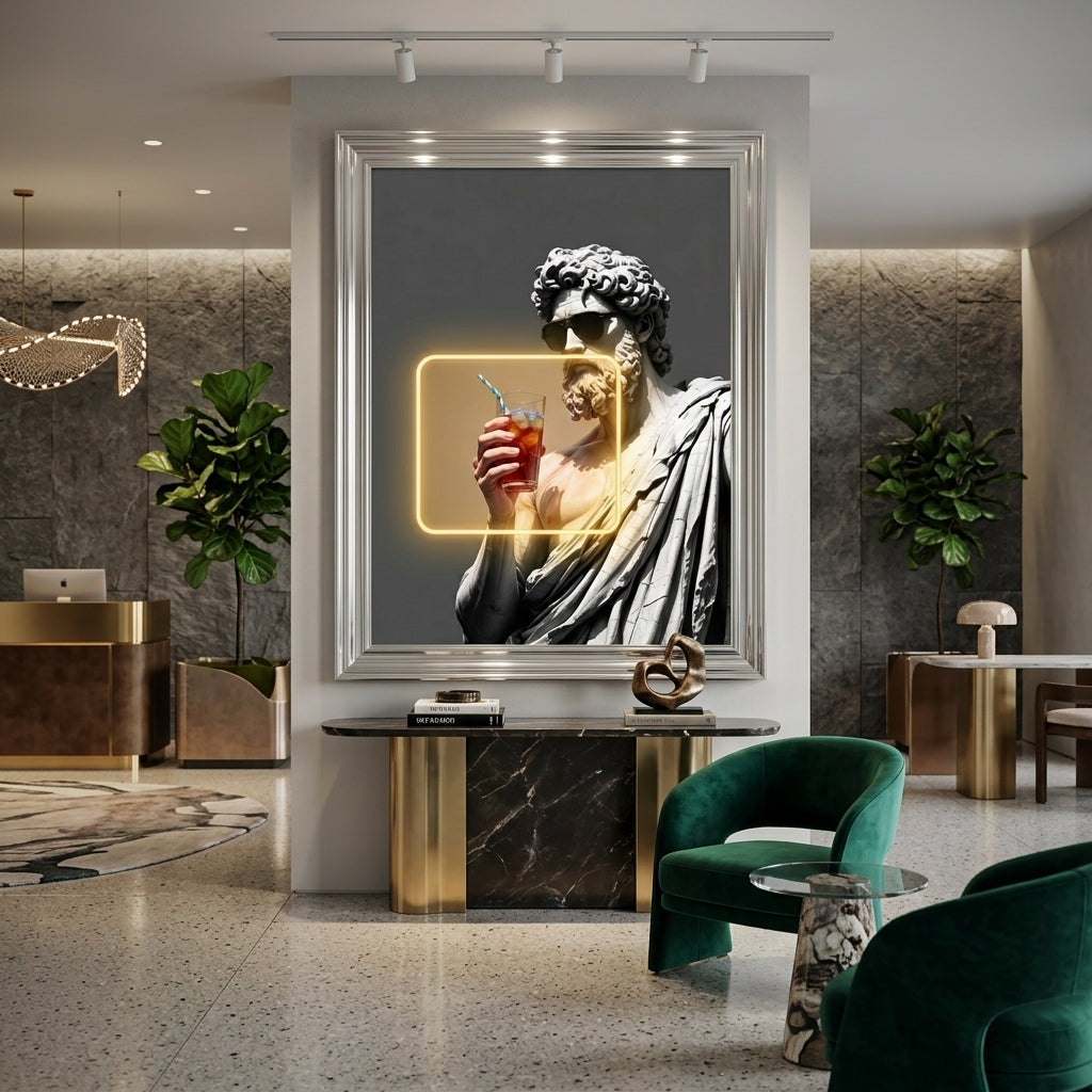 'Olympus Chill' Sarı Neon Işıklı Kanvas Tablo – Yeni Sezon