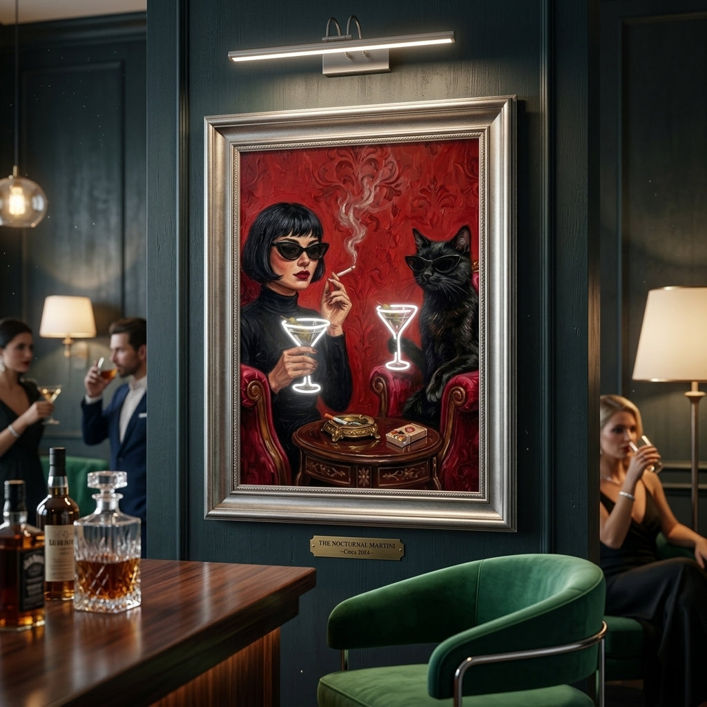 'Midnight Martini' Neon Kanvas Tablo
