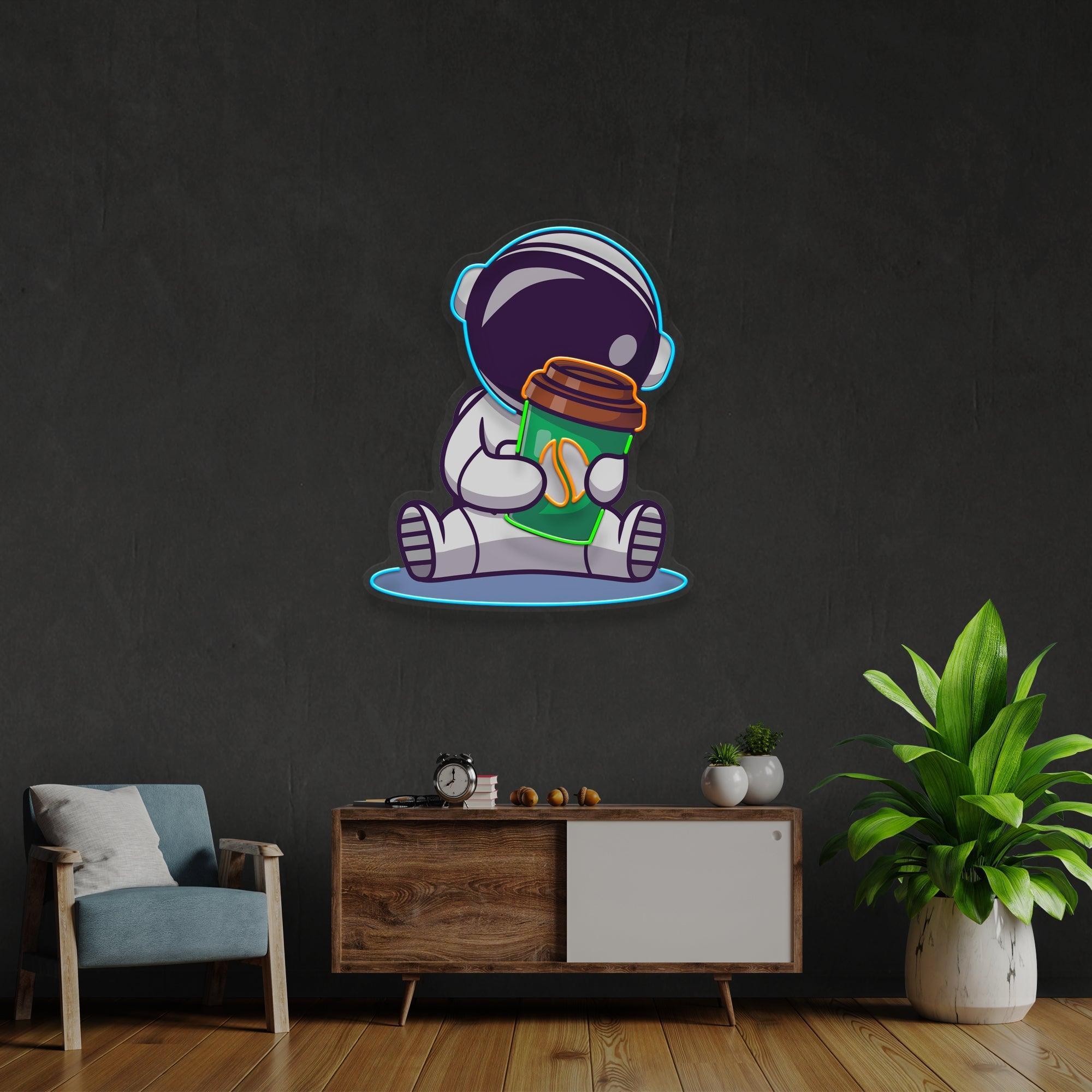 Astronaut Coffee Artwork Led Neon Sign Light - Neonbir
