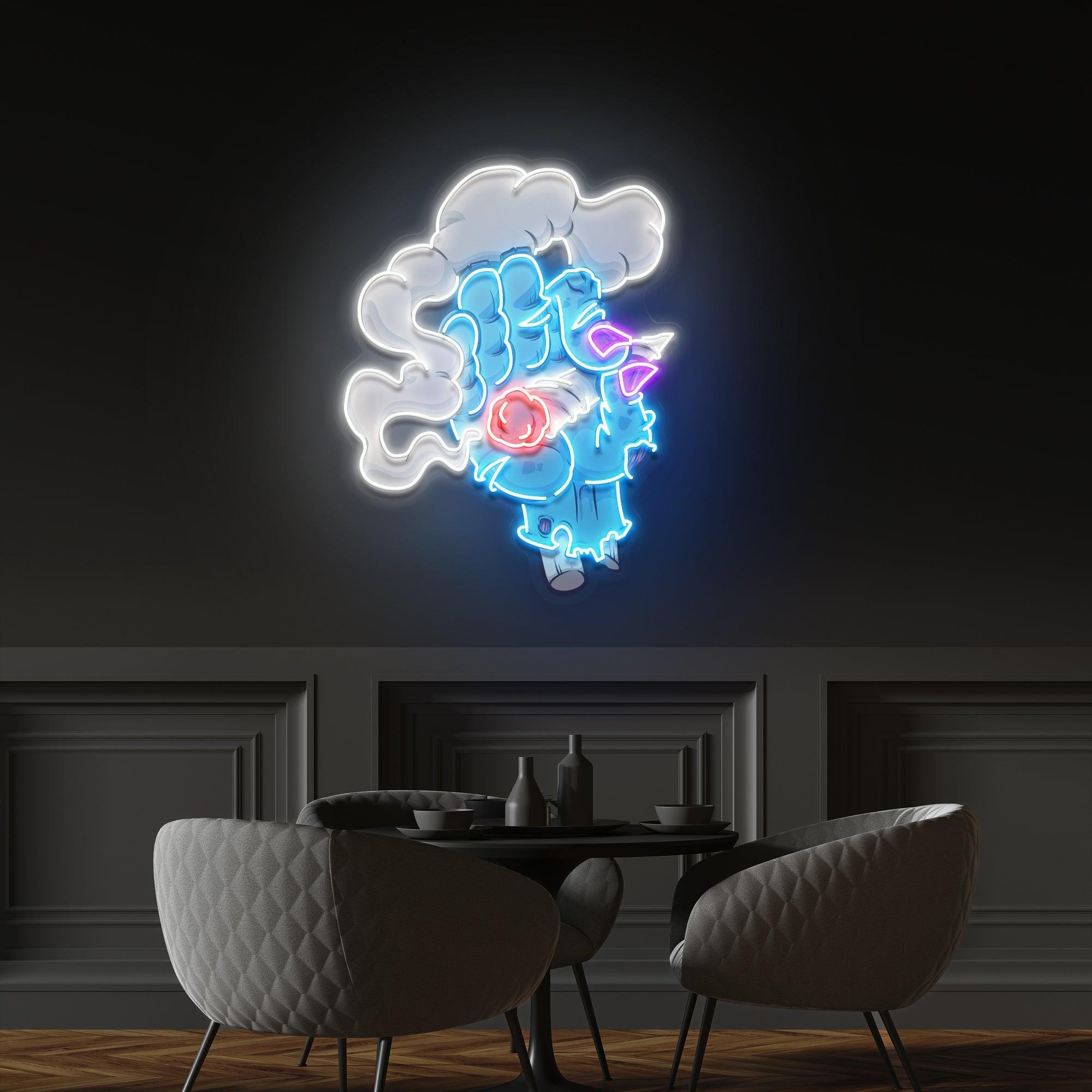 Smoking Zombie Hand Cartoon Artwork Led Neon Sign Light - Neonbir