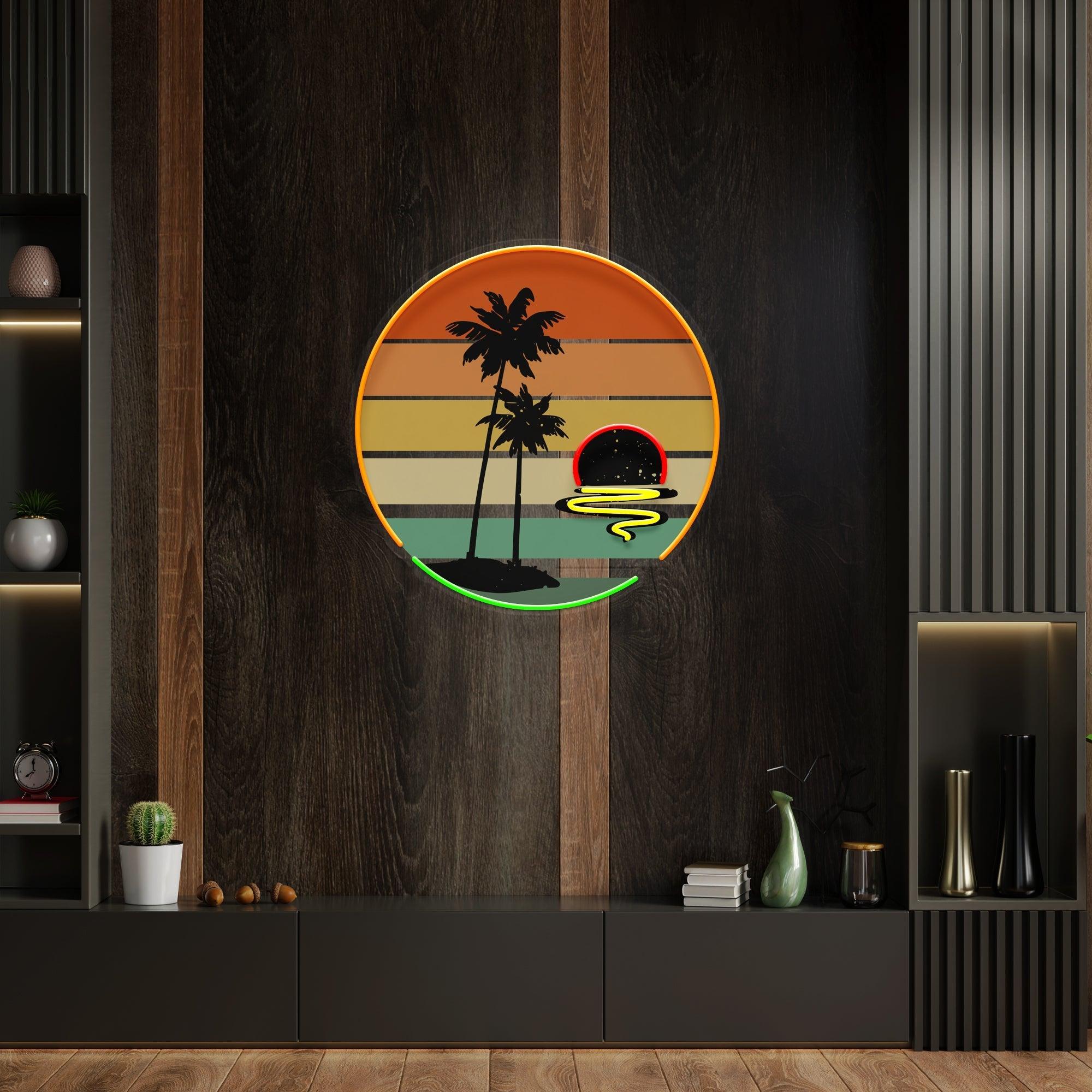 Retro Tropical Sunset Artwork Led Neon Sign Light - Neonbir