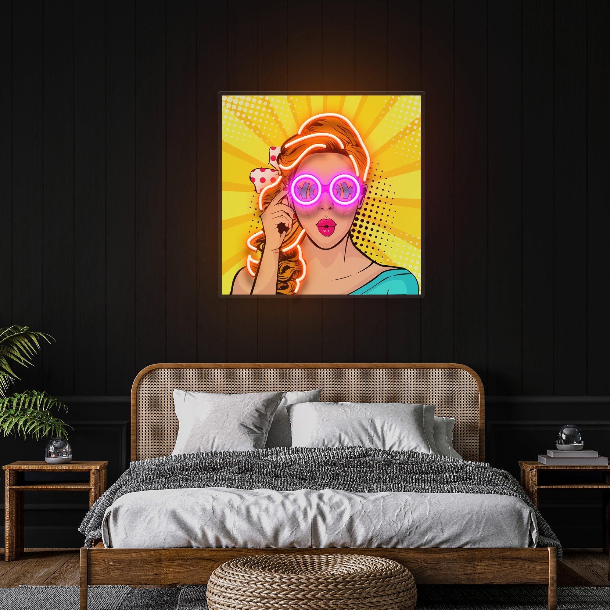 Wow Face Sexy Surprised Pop Art Led Neon Sign Light - Neonbir